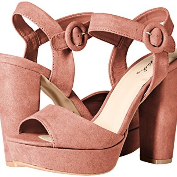 QUPID Suede Chunky Ankle Strap Platform Sandals NWOT! - Picture 7 of 8